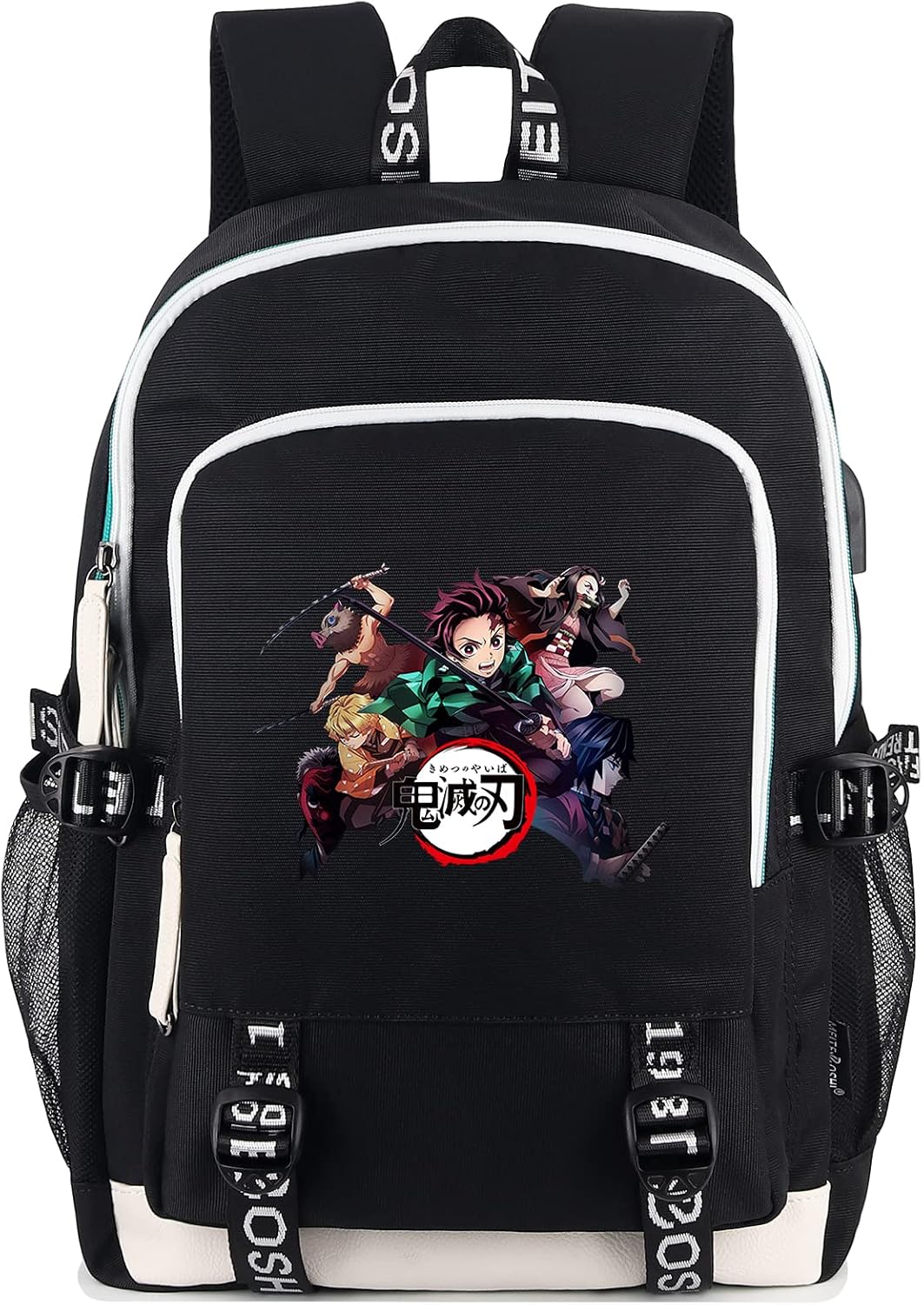 Roffatide Anime Demon Slayer Backpack for Men School Bags Laptop Backpack with USB Charging Port & Headphone Jack Black 2