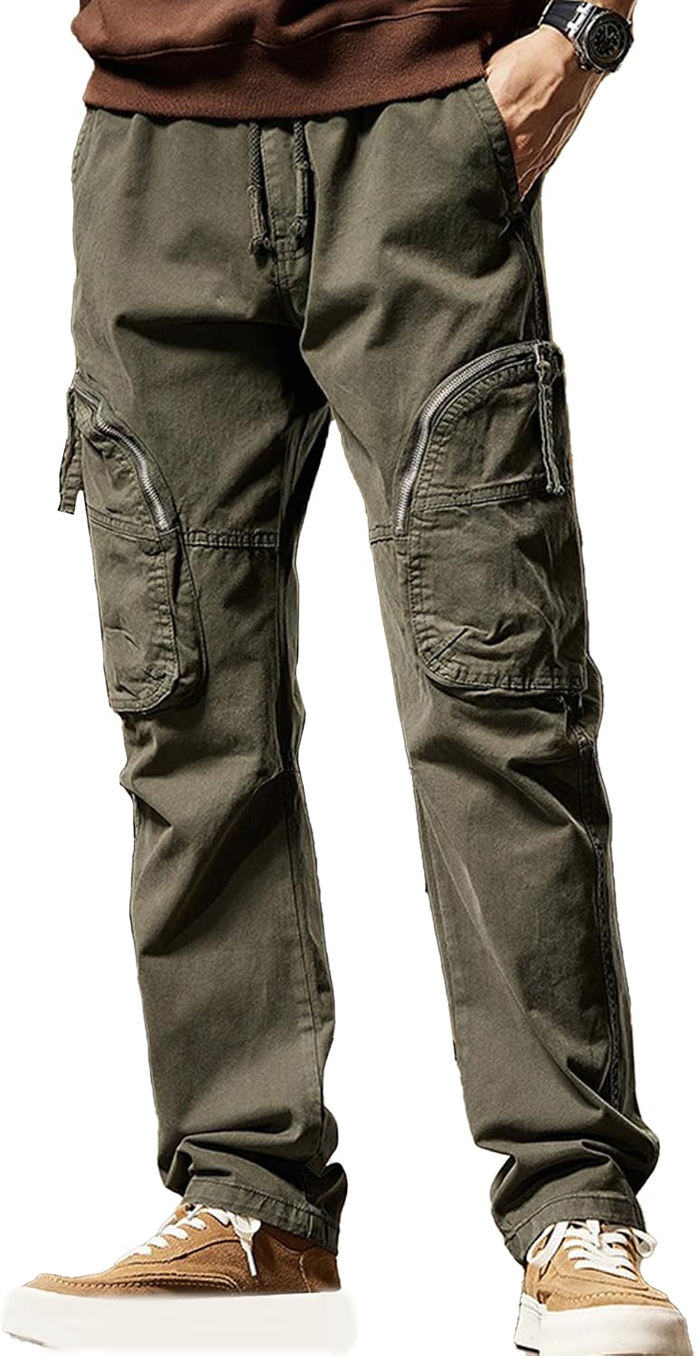 XYXIONGMAO Mens Black Tactical Hip Hop Techwear Cargo Pants Functional Multi-Pocket Utility Pants Casual Trousers for Men