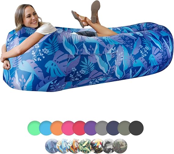 WEKAPO Inflatable Couch Air Lounger Chair - Camping & Beach Accessories, Portable Blow up Sofa for Hiking, Lawn, Indoor/Outdoor Movies & Music Festivals. Lightweight and Easy to Set Up Air Hammock