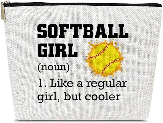 Softball Gifts Makeup Bag, Gifts for Softball Players Team Coaches Lovers Women, Softball Mom Gifts, Softball Stuff Accessories, Softball Girl Makeup Cosmetic Bags for Purse, Multicolor