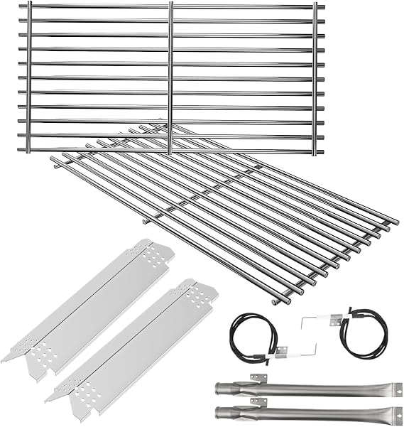720-0864M Grill Parts for Nexgrill Replacement Parts 2 Burner 720-0864, Megamaster 2 Burner 720-0864MA, Parts for Nexgrill Stainless Steel Grates, Burner Tubes, Heat Plates & Igniters Kit 2-Pack Set