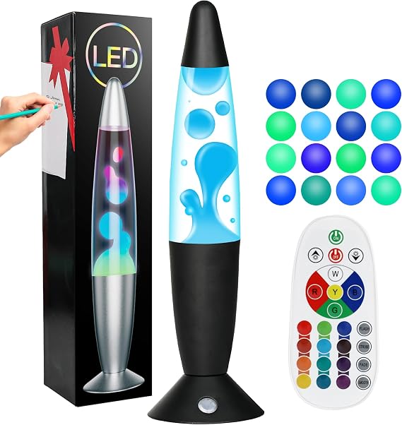 Blue Liquid Motion Lamp in Clear Liquid 13.5 Inch Table Lamp for Kids Adult