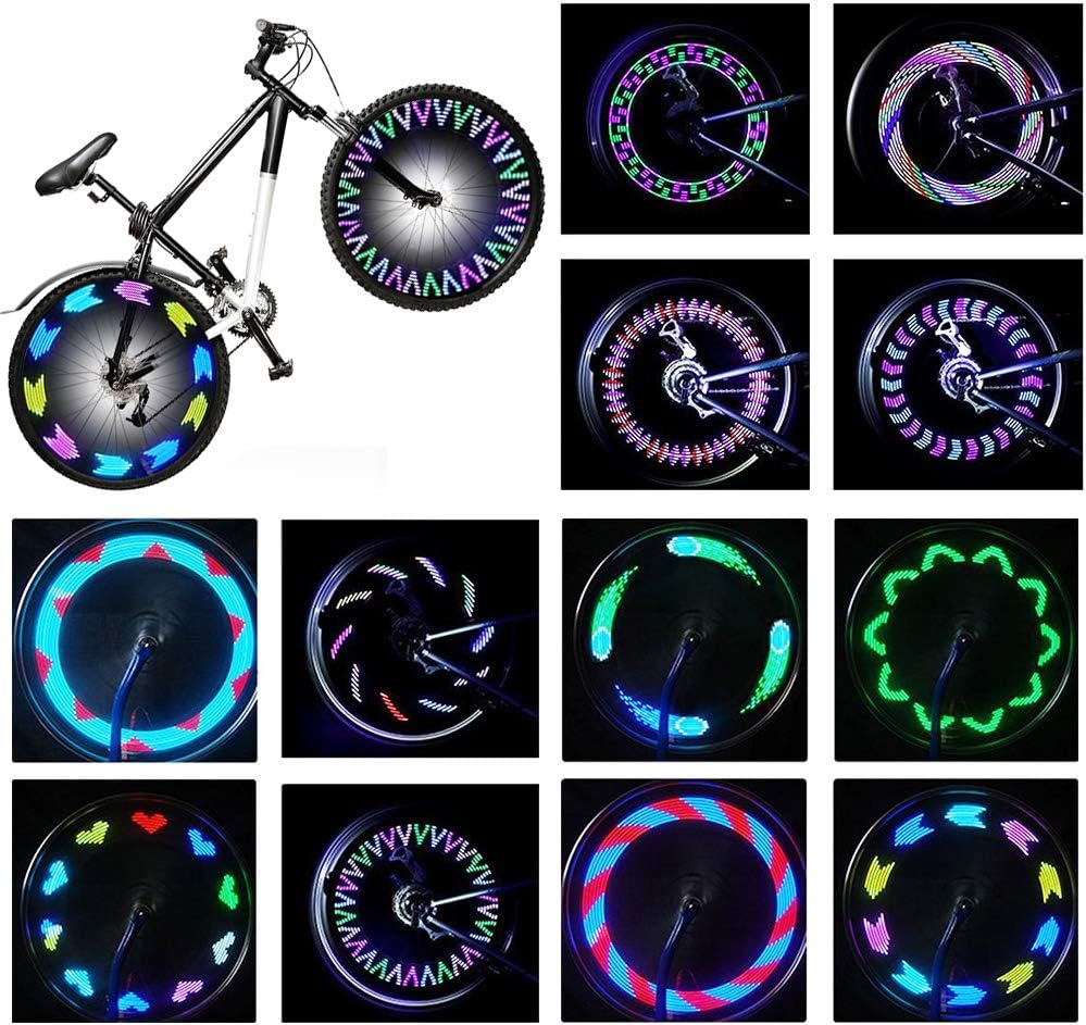 Rottay Bike Wheel Lights, Bicycle Wheel Lights Waterproof RGB Ultra Bright Spoke Lights 14-LED 30pcs Changes Patterns -Safety Cool Bike Tire Accessories Kids Adults-Visible from All Angle
