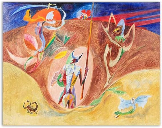 Abstract Wall Art Picture,Andre Masson Famous Painting Print on Canvas Enchanteurs Reproduction on Canvas,Colorful Poster and Prints for Home Decor 20x25cm(8x10in) Frameless