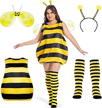 Seawhisper Halloween Costumes For Women Plus Size Bumble Bee Costume for Women 16 18