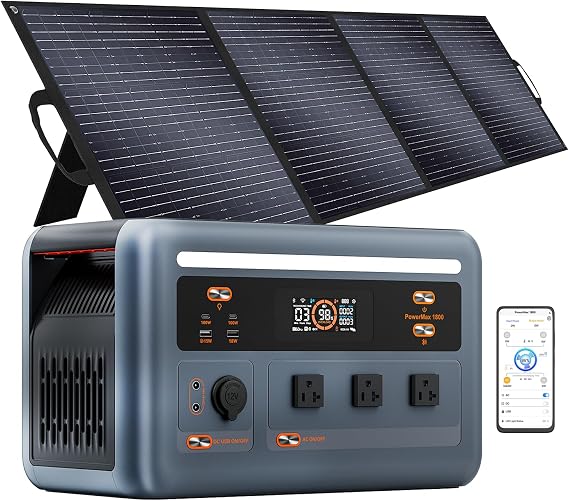 1800W Solar Power Station PowerMax 1800SE with 400W Solar panels, 1024Wh Expandable LiFePO4 Battery Generator with 31800W AC Outlets (3600W Peak), 800W AC Charging & 800W Solar Charging, APP
