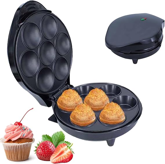 Electric Pie Maker - Double-Sided Non-Stick Mini Quiche & Pancake Baker with LED Light & Non-Slip Feet for Snacks and Desserts