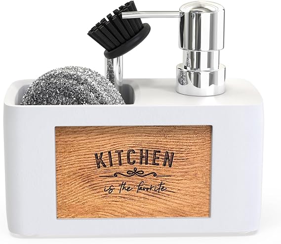 CHILL HOUSE Washing Up Liquid Dispenser Kitchen Soap Dispenser Kitchen Sink Organiser White Kitchen Soap Dispenser Sink Organiser Kitchen Organiser