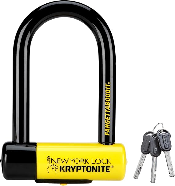 Kryptonite New York Fahgettaboutit Mini Bike U-Lock, Heavy Duty Anti-Theft Bicycle U Lock, 18mm Shackle with Keys, Ultimate Security Lock for Bicycles E-Bikes Scooters (Pack of 5)