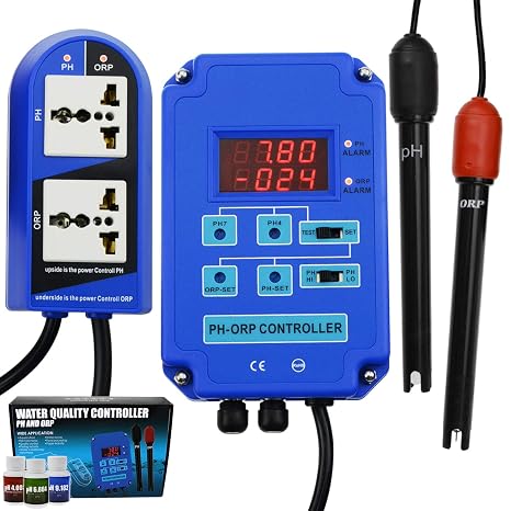 2-in-1 pH ORP Redox Controller Water Quality Tester Replaceable BNC Type Electrode Laboratories Analysis Aquarium Hydroponics
