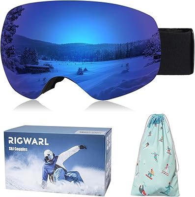 RIGWARL Ski Goggles for Adult & Kids, 100% UV Protection Anti Fog Snow Goggles OTG Helmet Compatible Snowboard Goggles