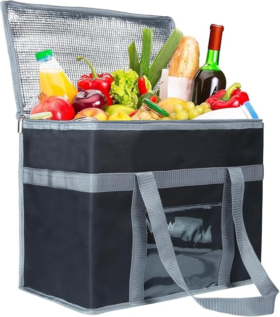 Large Insulated Bag for Hot or Cold Food,Cooler Bag- Large foldable cooler bag, particularly robust, ideal as a shopping bag, thermal bag and heat bag.