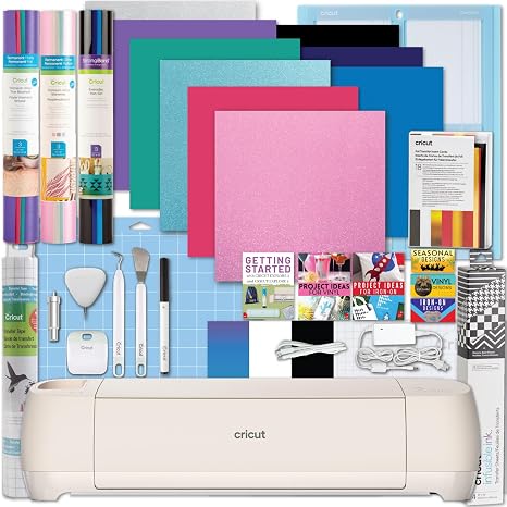 Cricut Explore 4 Machine Ultimate Card Sampler Set - Vinyl Sampler, Insoluble Ink Card Making Kit Heat Transfer Vinyl Tool Set Cutting Mat - Beginner Die Cutting Machine Set for DIY Projects
