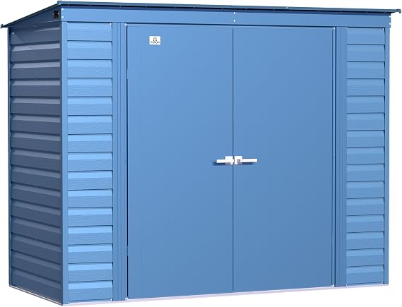 Arrow Select 8' x 4' Outdoor Lockable Steel Storage Shed Building, Blue Grey