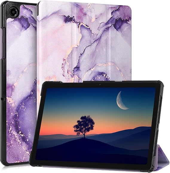 Caweet Case for Samsung Galaxy Tab A9+ / A9 Plus 11 Inch 2023, Ultra Slim Lightweight Hard Back Shell Tri-Fold Stand Cover with Atuo Sleep/Wake, Lilac Marble