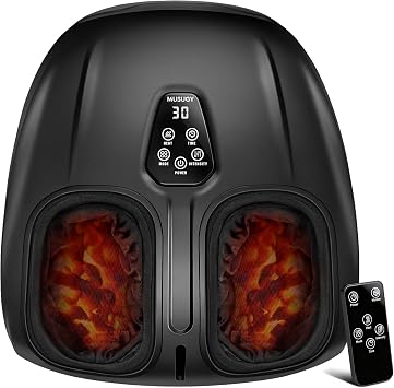 Foot Massager, Shiatsu Foot Massager Machine with Heat & Vibration & Compression for Plantar Fasciitis, Neuropathy - 5 Intensity, 4 Modes, 2 Heat, US Size 11, Relax for Women, Mom, Black