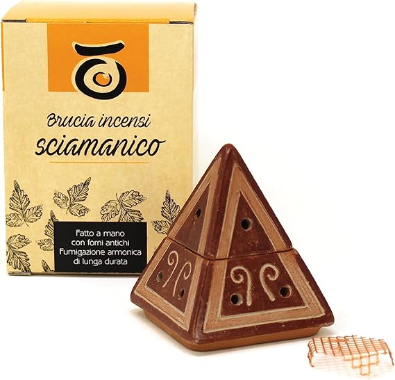 PALOSANTO - Palo Santo Incense Holder - Pyramid - Incense Burner in Terracotta - Suitable for Cones, Grains, Powder, Resins, Herbs and Charcoals - Handmade in Ecuador