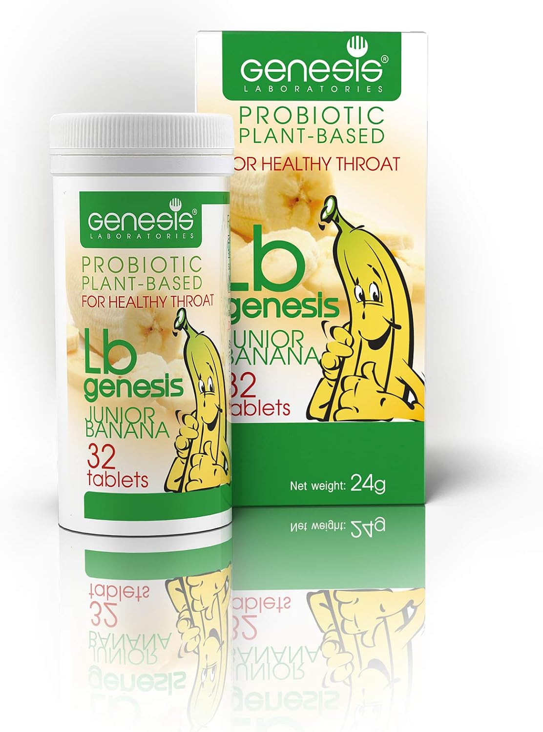 Genesis LB Junior Kids Probiotic Chewable Tablets - Banana Flavour with Xylitol, 32 Tablets for Children’s Digestive Health