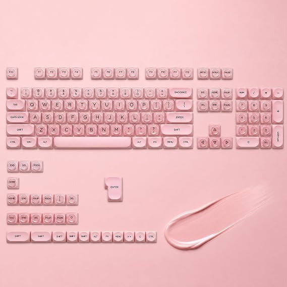 132 Keys PBT Keycaps, Jelly Keycaps Cute Creamy Key caps MOA Profile, MX-Compatible for 61/68/84/87/98/100/104-Key Mechanical Keyboard(Not Included), Pink