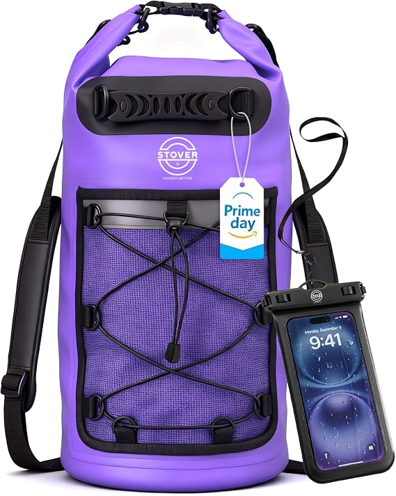 STOVER 5/10/25/30/40/55L Waterproof Dry Bag- Roll-Top Backpack w/Phone Case- Kayaking, Hiking, Camping, Boating- Men/Women