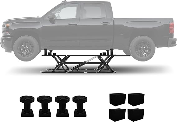 Portable Car Lift 5000LBS, Heavy-Duty Carbon Steel Auto Lift Jack for Trucks & SUVs, Adjustable Height 10.24"-26.8", with Safety Locks & Extension Plates, Fits Garage, Home, Auto Shop