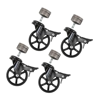 PIPE DECOR Swivel Caster Wheels for 34 Pipe (4-Pack), Casters for Pipe Legs with Locking Mechanism
