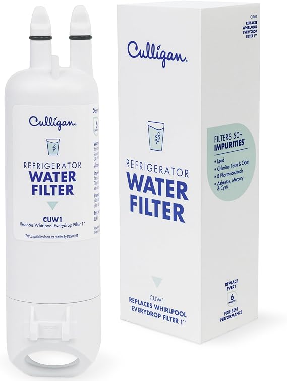 Culligan CUW1 Refrigerator Water Filter, Replacement for Whirlpool Water Filter 1 (EDR1RXD1), Replace Every 6 Months Pack of 1