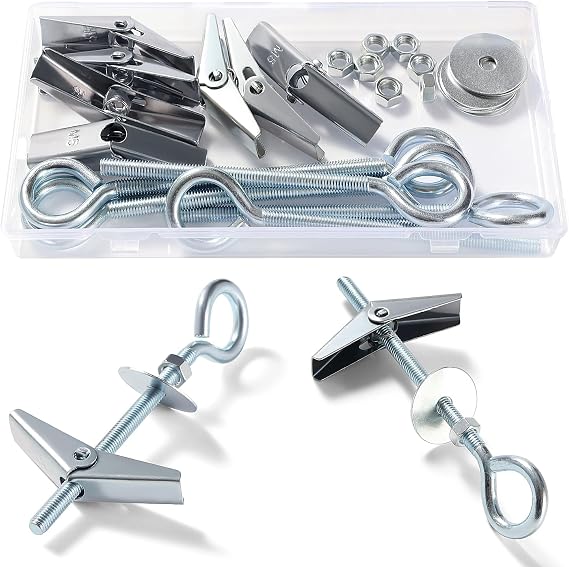 7 Sets M5 Wing Spring Hook, Spring Toggle Wing Closed Hook, Ceiling Plasterboard Mount Hook, with Hex Nuts, Washers, for Plasterboard Hollow Walls Hanging Plants Fixing