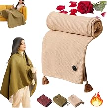 Portable Heated Blanket Shawl for Women,USB Electric Heated Shawl Cordless,Portable Soft Zipper Electric Blanket Shawl with 3 Heating Levels (Beige)