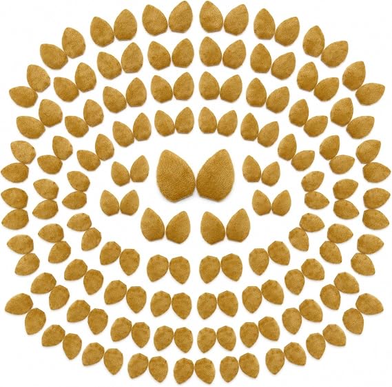 LOGOFUN 100PCS Plush Deer Ear Charms Brown Christmas Craft Supplies | Soft Plush Pieces For Handmade Hair Clips, Holiday Ornaments, Gift Wrapping, Scrapbooking, And Festive Diy Projects