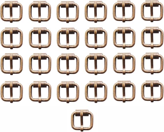 25pcs Metal Mini Buckles,BJD Single Pins Roller Tiny Handmade Belt Buckles for Leathercraft Straps Webbing Hardware