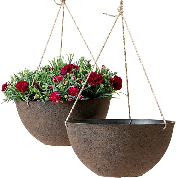 LA JOLIE MUSE Hanging Planter Baskets for Outdoor Plants, Set of 2, 13 Inch