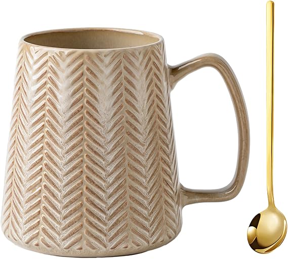 Ceramic Coffee Mugs, 24oz Porcelain Large Tea Mugs, Blue Elegant Tea Mug Coffee Cups for Men and Women, Dishwasher and Microwave Safe (White)