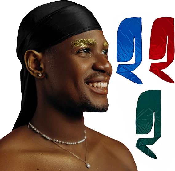 DuragPro 4 Pack Silk Durag for Men, Enhanced Durability and Compression, Silky Satin Do Rag