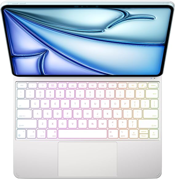 typecase Edge Pro Keyboard Case iPad Air13/Pro12.9, Ultra-Slim Magic-Style | Aluminum Body, Per-Key RGB Backlit, Click-Anywhere Glass Trackpad for iPad Air13 M4/M3/M2 & Pro12.9 6th-3rd Gen, Silver