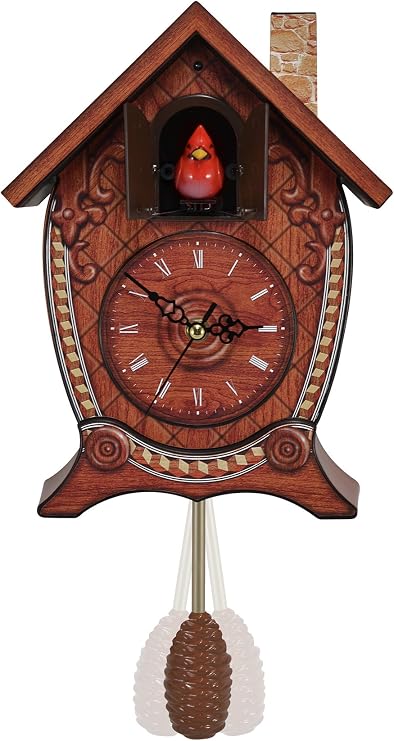 Traditional Chalet Style Singing Cardinal Tabletop Wall Sound Cuckoo Clock