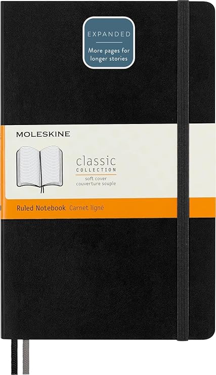 Moleskine Çizgili Kalın Siyah Defter L Boy Yumuşak Kapak (Expanded)