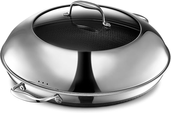 HexClad 14" Hybrid Nonstick Frying Pan with Lid, Dishwasher & Oven Safe