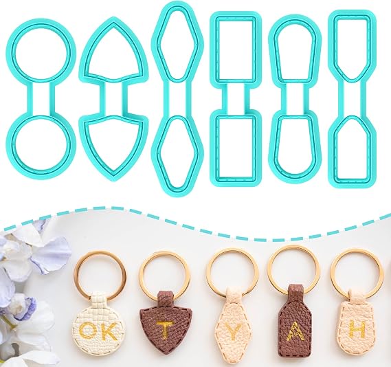 TAINSKY Basic Shapes Keychain Polymer Clay Cutter, Polymer Clay Keychain Cutters, Boho Clay Cutters for Polymer Clay Jewelry, 12 Shapes Keychain Cutter, General Polymer Clay Earring Cutters