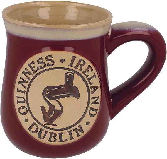 Guinness Toucan Designed Burgundy Pottery Mug | Official Guinness Merchandise