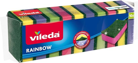 Vileda Economical Dish Sponge, 10-Piece Economical Package, Rainbow