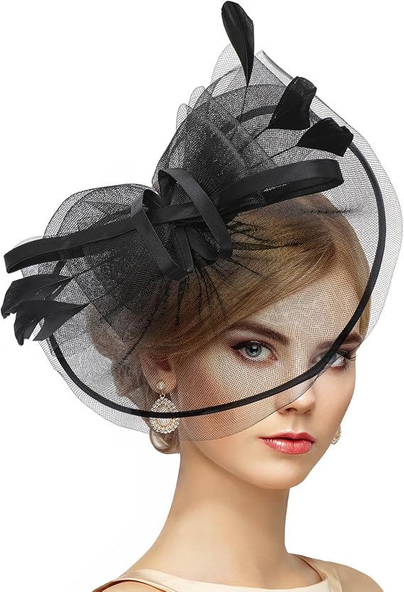 Zinniday Bow Derby Hats for Women 2026 - Kentucky Tea Party Hat with Hairpin for Woman Prom Event Halloween Renaissance