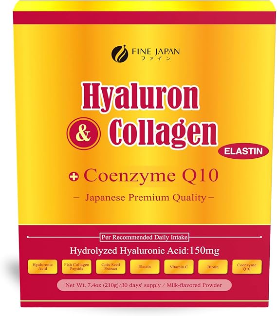 FINE JAPAN Premium Marine Collagen Powder with Hyaluronic Acid, CoQ10 & Elastin - Non-GMO - 30 Servings (210g / 7.4oz) Made in Japan