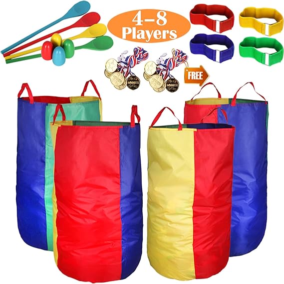 Kids Outdoor Games, Bag Racing Games, Egg Hacker, 3 Legged Race Bands, Birthday Party Games for Kids Adults Family, Party Toss Games