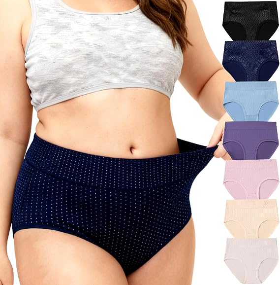 Women's Underwear Plus Size XL-6XL Panties Briefs High Waist Rose Floral Print 6 Pack Undies
