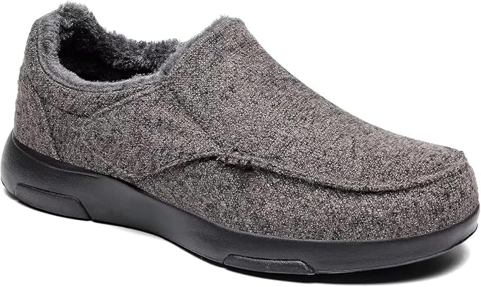 OrthoComfoot Mens Orthopedic Slippers Shoes with Arch Support: Plantar Fasciitis House Slip On Loafers, Comfortable Moccasin Mule Clogs for Indoor Outdoor