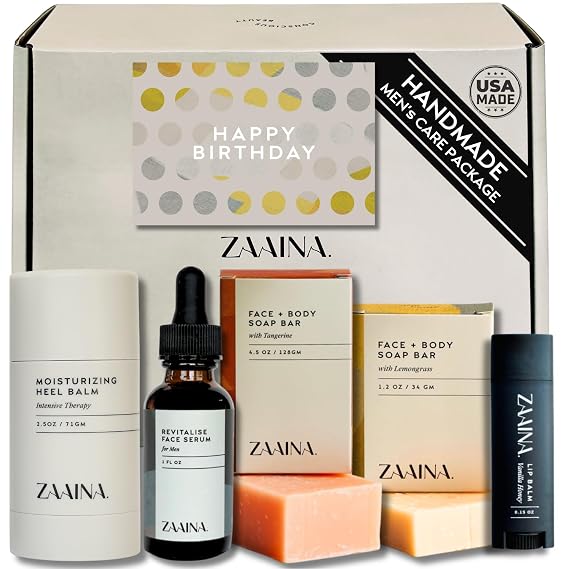 Men's Birthday Care Package with Card - Luxury Gift Set for Men, Body Self Care Kit for Men, Relaxing Spa Birthday Gift Basket by ZAAINA