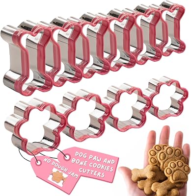 Mini Paw Print and Small Dog Bone Cookie Cutters for Treats 1.5 Inch Set - Dog Treat Cookie Cutters Set for Fun Snacks