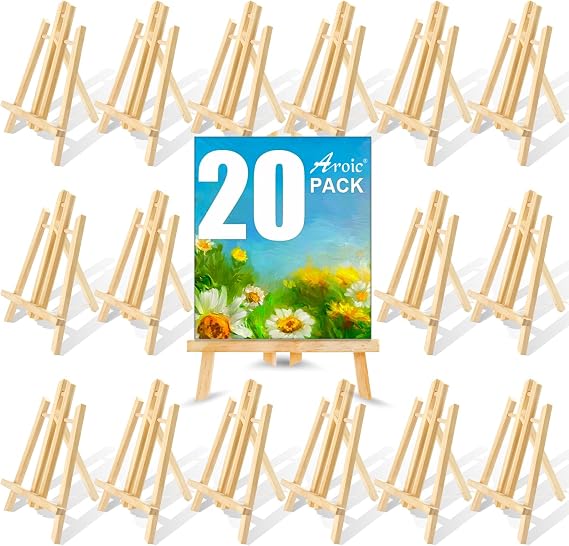AROIC 20Pack 11.8in Wood Easels,Painting Party Easel,Canvas Holder