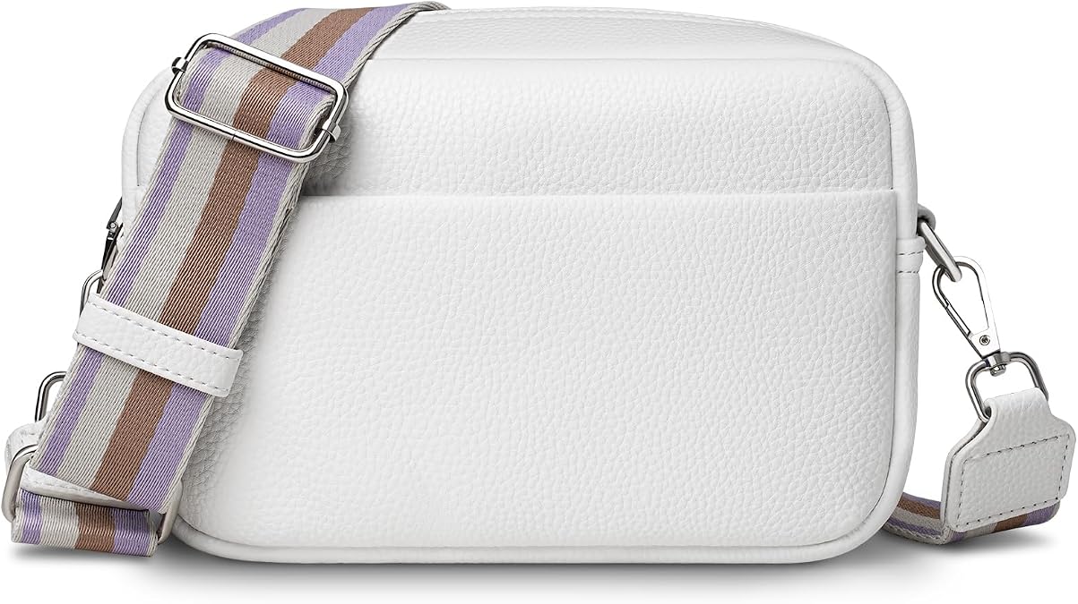 Small Crossbody Bag with Wide Guitar Strap Camera Purse Shoulder Handbag Satchel
